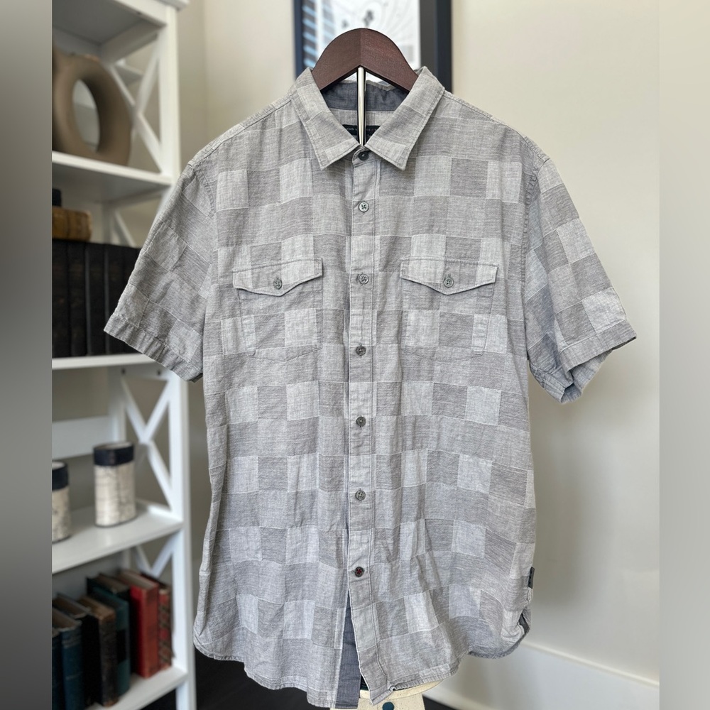 John Varvatos Grey Checkerboard Shirt Men’s Size L